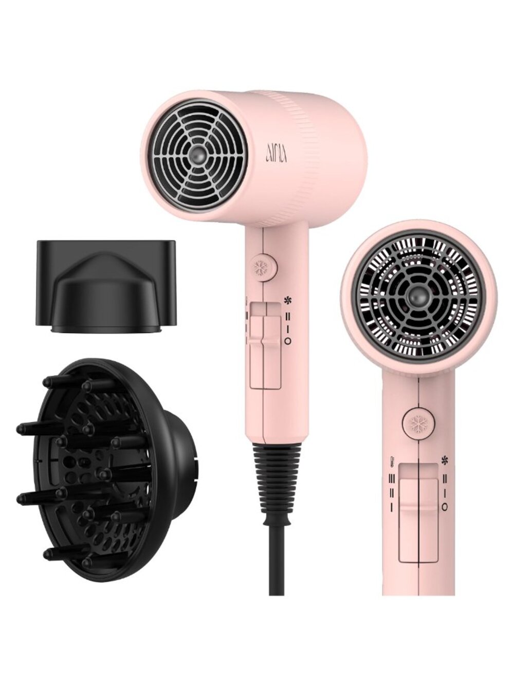 1600W Ceramic Tourmaline Hair Dryer with Diffuser and Concentrator Attachments